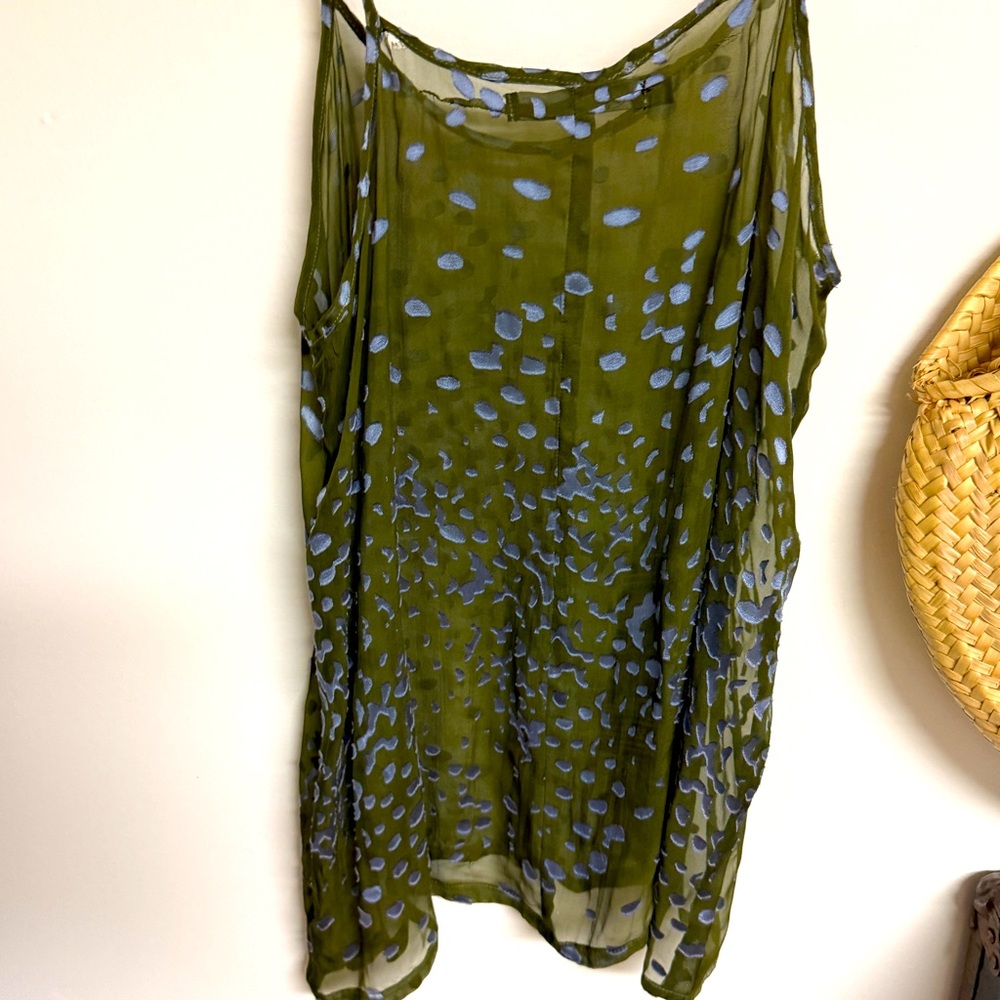 Patterson J. Kincaid top green & blue sheer size Small